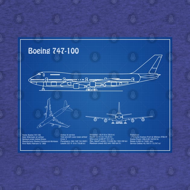 Boeing 747 - 100 - Airplane Blueprint - AD by SPJE Illustration Photography